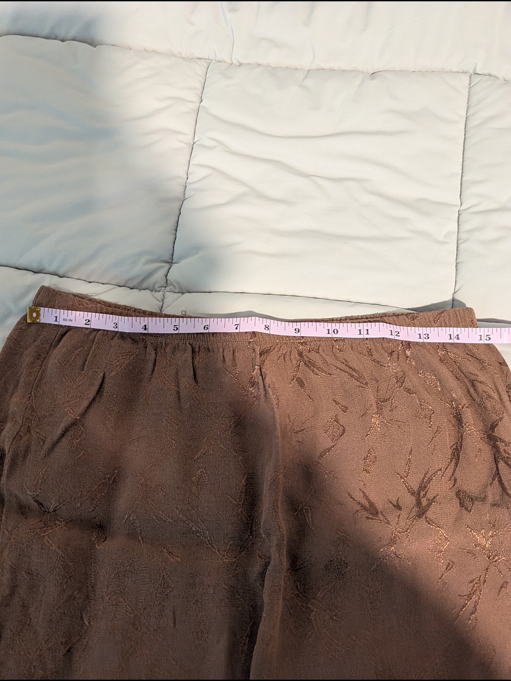 Violet Kay Vintage Fairy Chocolate Brown Floral Silk Lace Trim Midi Skirt L - Picture 3 of 6